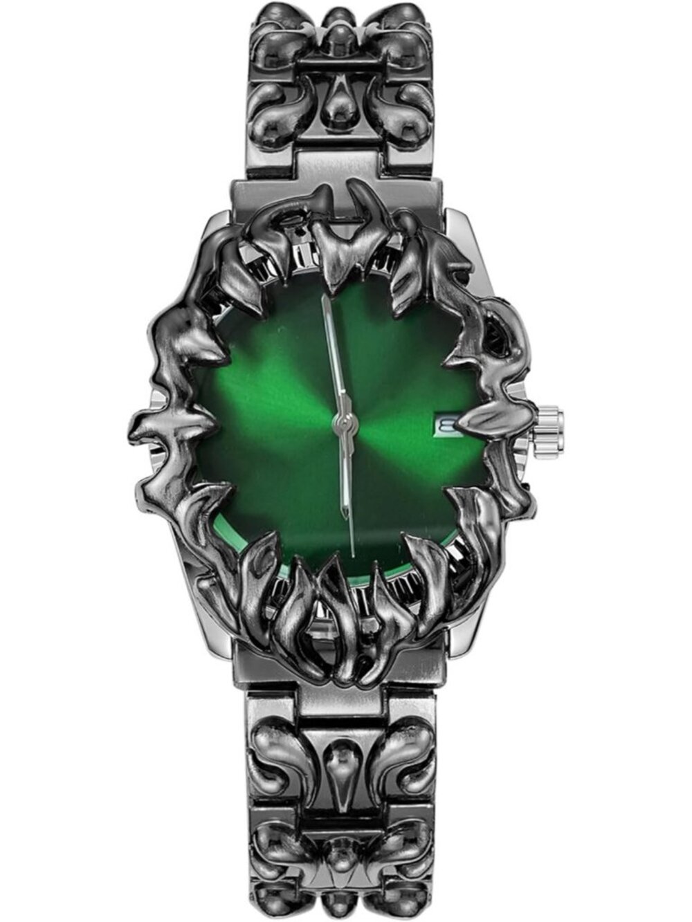 Men's Green Claw Shape Table Alabaster Round Dial Retro Y2K Unique Shaped Watch